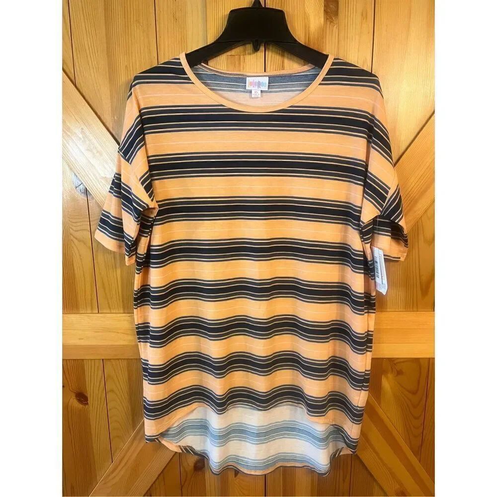 LuLaRoe Irma Tunic Shirt Size XS Striped Short Sleeves nwt (3521)